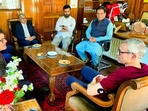 U.S. diplomats call on Jammu and Kashmir National Conference (JKNC) Vice President Omar Abdullah, at his Gupkar residence in Srinagar on Monday. The US delegation included Minister-Counsellor for Political Affairs Graham Mayer, First Secretary Gary Applegarth, and Political Counsellor Abhiram.(ANI) U.S. diplomats call on Jammu and Kashmir National Conference (JKNC) Vice President Omar Abdullah, at his Gupkar residence in Srinagar on Monday. The US delegation included Minister-Counsellor for Political Affairs Graham Mayer, First Secretary Gary Applegarth, and Political Counsellor Abhiram.(ANI)