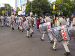 Police officers from various police stations across Kolkata told HT that policemen working on the streets either alone or with a handful of colleagues seem to have become targets of the public outrage (PTI Photo/Swapan Mahapatra) (PTI) Police officers from various police stations across Kolkata told HT that policemen working on the streets either alone or with a handful of colleagues seem to have become targets of the public outrage (PTI Photo/Swapan Mahapatra) (PTI)