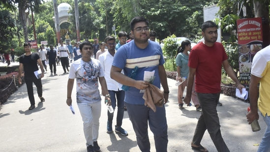 Candidates leave the exam centre after appearing in the UPSC Civil Services Main Examination 2024 in Patna.(Santosh Kumar)
