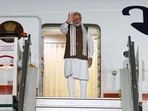 PM Modi emplanes for USA to participate in the 6th Quad Leaders’ Summit and to address the UN ‘Summit of the Future’.(Twitter) PM Modi emplanes for USA to participate in the 6th Quad Leaders’ Summit and to address the UN ‘Summit of the Future’.(Twitter)