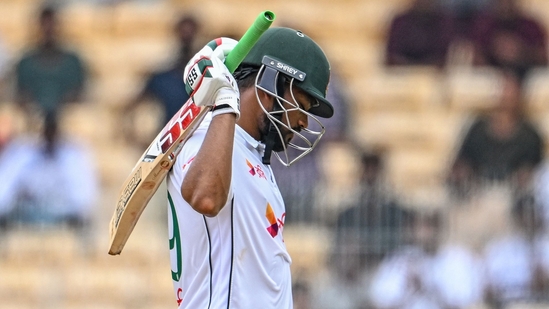 Chasing a mammoth 515 victory target, Bangladesh were all out for 234 with only skipper Najmul Hossain Shanto (82) offering some resistance with the bat. (AFP)