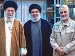 Iranian leader Al Khamenei with killed Hezbollah's Hassan Nasrallah and assassinated IRGC head Qassem Suleimani Iranian leader Al Khamenei with killed Hezbollah's Hassan Nasrallah and assassinated IRGC head Qassem Suleimani