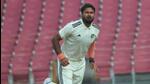 Rest of India pacer Mukesh Kumar struck three early blows before Mumbai recovered on the first day of the Irani Cup tie in Lucknow on Tuesday. (HT Photo) Rest of India pacer Mukesh Kumar struck three early blows before Mumbai recovered on the first day of the Irani Cup tie in Lucknow on Tuesday. (HT Photo)