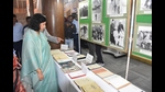 AMU VC Prof Naima Khatoon looking at an exhibition of photographs on Mahatma Gandhi at Maulana Azad Library (HT Photo) AMU VC Prof Naima Khatoon looking at an exhibition of photographs on Mahatma Gandhi at Maulana Azad Library (HT Photo)