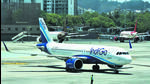 Mumbai, India - May 28, 2020: Planes parked at The Chhatrapati Shivaji Maharaj International Airport. A media tour was conducted witness the preparedness at CSMIA post resuming its domestic air service operation in Mumbai, India, on Thursday, May 28, 2020. (Photo by Satyabrata Tripathy/Hindustan Times) (Satyabrata Tripathy/HT Photo) Mumbai, India - May 28, 2020: Planes parked at The Chhatrapati Shivaji Maharaj International Airport. A media tour was conducted witness the preparedness at CSMIA post resuming its domestic air service operation in Mumbai, India, on Thursday, May 28, 2020. (Photo by Satyabrata Tripathy/Hindustan Times) (Satyabrata Tripathy/HT Photo)