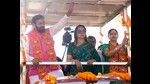 Speaking to the public, Saini said that Congress has always done politics of lies and loot. (HT Photo) Speaking to the public, Saini said that Congress has always done politics of lies and loot. (HT Photo)