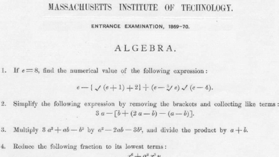 The test, which has the words "Massachusetts Institute of Technology" written on top of it, shows the algebra section of the question paper.(Reddit/Sans010394) The test, which has the words "Massachusetts Institute of Technology" written on top of it, shows the algebra section of the question paper.(Reddit/Sans010394)