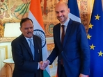 NSA Ajit Doval meets French Foreign Minister Jean Noel Barrot on Tuesday evening. NSA Ajit Doval meets French Foreign Minister Jean Noel Barrot on Tuesday evening.