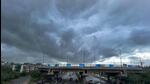 A view of black monsoon clouds hover in Gurugram. (HT) A view of black monsoon clouds hover in Gurugram. (HT)