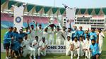 Mumbai team members pose with Irani Cup in Lucknow on Saturday. (HT Photo) Mumbai team members pose with Irani Cup in Lucknow on Saturday. (HT Photo)