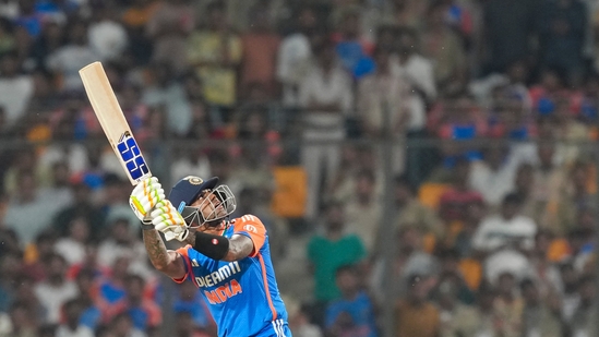 India were in a hurry to finish the match right from the start. Abhishek Sharma fell for 16 off seven after an almighty mix-up with opening partner Sanju Samson, who himself scored 29 off 19 balls. Captain Suryakumar Yadav was at his destructive best, smashing two fours and three sixes as he made 29 in 14 balls. (PTI)