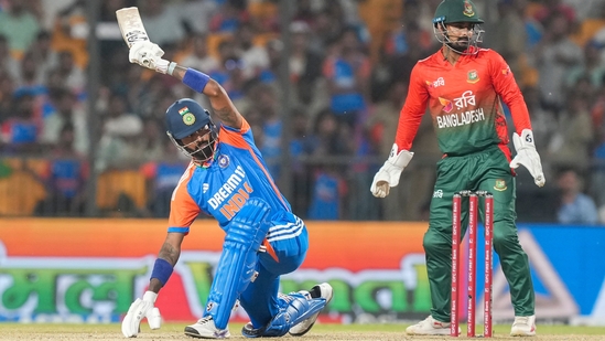 Pandya sent the third ball, which was short and angling into him, over the keeper with a no-look ramp shot. He just kept his eyes on the bowler and kept looking as the ball flew behind him to the boundary, almost as if he left the ball in a club match. Then Pandya swung hard towards the leg side, the ball was sliced through point and short third and the bat went in the direction that the batter intended to hit. It went fpor four anyhow, thought. The all-rounder then smashed the fifth ball over midwicket for a six to finish it all off in style.(PTI)