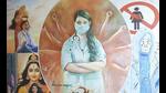 A banner promoting awareness over ‘safe work environment for women’ that will be displayed at Bondhu Mahal Durga Puja Pandal. (Sourced) A banner promoting awareness over ‘safe work environment for women’ that will be displayed at Bondhu Mahal Durga Puja Pandal. (Sourced)