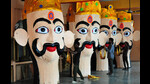 Artists busy making effigies for the Dussehra festival at a temple in Sector 31, Chandigarh. (Keshav Singh/HT) Artists busy making effigies for the Dussehra festival at a temple in Sector 31, Chandigarh. (Keshav Singh/HT)