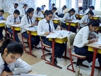 Students write their CBSE board exams in Gurugram.(PTI Photo) Students write their CBSE board exams in Gurugram.(PTI Photo)