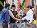 Gopichand Malineni, Sunny Deol, Balakrishna on the sets of SDGM in Hyderabad. Gopichand Malineni, Sunny Deol, Balakrishna on the sets of SDGM in Hyderabad.
