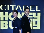Samantha Ruth Prabhu and Varun Dhawan made a dashing entry at the trailer launch of Citadel: Honey Bunny in Mumbai. (Varinder Chawla) Samantha Ruth Prabhu and Varun Dhawan made a dashing entry at the trailer launch of Citadel: Honey Bunny in Mumbai. (Varinder Chawla)