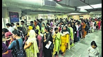 The workers’ strike completed six days on Tuesday, severely impacting hospital services. (HT photo) The workers’ strike completed six days on Tuesday, severely impacting hospital services. (HT photo)