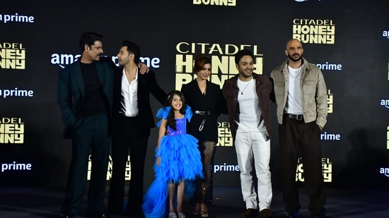 Varun Dhawan, Samantha Ruth Prabhu pose with the rest of the cast members of the show at the trailer launch. The origins of Priyanka Chopra's character Nadia in the UK version of the show will be explored in Citadel: Honey Bunny.