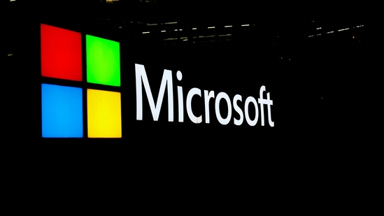  A view shows a Microsoft logo at Microsoft offices in Issy-les-Moulineaux near Paris, France, March 25, 2024.(Reuters)