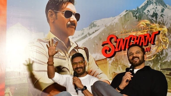 Ajay Devgn and Rohit Shetty at the screening of Singham. Ajay Devgn and Rohit Shetty at the screening of Singham.
