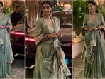 Sonam Kapoor dazzles in a mint green ensemble for Karwa Chauth.(Instagram) Sonam Kapoor dazzles in a mint green ensemble for Karwa Chauth.(Instagram)
