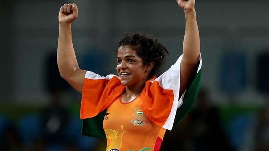 Sakshi Malik celebrates after winning a bronze medal at the 2016 Rio Olympics. Sakshi Malik celebrates after winning a bronze medal at the 2016 Rio Olympics.
