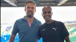 Moritz Furste (L) and Deepak Raj at the Major Dhyan Chand National Stadium. (HT) Moritz Furste (L) and Deepak Raj at the Major Dhyan Chand National Stadium. (HT)