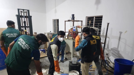 NCB during the search operation in the factory in Kasana. (NCB) NCB during the search operation in the factory in Kasana. (NCB)