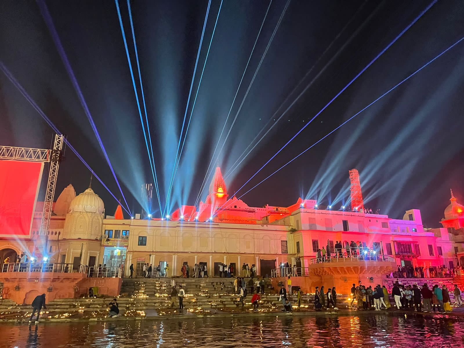 Lighting at Ram Ki Paidi, Ayodhya (Photo: PTI) Lighting at Ram Ki Paidi, Ayodhya (Photo: PTI)
