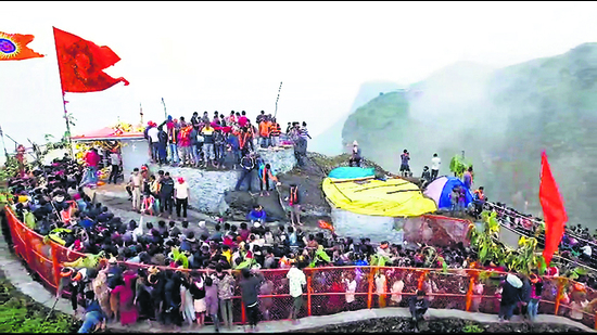 Devotees stand in queues as they visit the Deviramma hill temple on the occasion of Diwali, in Chikkamagaluru district. (PTI) Devotees stand in queues as they visit the Deviramma hill temple on the occasion of Diwali, in Chikkamagaluru district. (PTI)