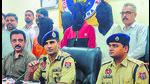 Commissioner of Police Ludhiana Kuldeep Singh Chahal with other senior police officials addressing the media persons regarding the arrest of accused in petrol bomb attack in Ludhiana on Tuesday. (Hindustan Times) Commissioner of Police Ludhiana Kuldeep Singh Chahal with other senior police officials addressing the media persons regarding the arrest of accused in petrol bomb attack in Ludhiana on Tuesday. (Hindustan Times)