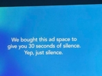 US election results: The ad by Calm showed this text on news channels,(X/@cfree94) US election results: The ad by Calm showed this text on news channels,(X/@cfree94)