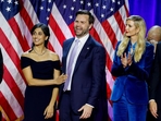 Usha Chilukuri Vance, wife of JD Vance, centre left, Senator JD Vance, a Republican from Ohio and Republican vice-presidential nominee, centre right, during an election night event with former US President Donald Trump, not pictured, at the Palm Beach Convention Center in West Palm Beach, Florida, US, on Wednesday. (Bloomberg) Usha Chilukuri Vance, wife of JD Vance, centre left, Senator JD Vance, a Republican from Ohio and Republican vice-presidential nominee, centre right, during an election night event with former US President Donald Trump, not pictured, at the Palm Beach Convention Center in West Palm Beach, Florida, US, on Wednesday. (Bloomberg)