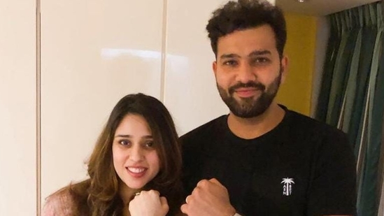 Rohit Sharma with wife Ritika Sajdeh(Twitter/Rohit Sharma) Rohit Sharma with wife Ritika Sajdeh(Twitter/Rohit Sharma)
