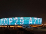A night view shows the venue of the United Nations climate change conference, known as COP29, in Baku, Azerbaijan, on Monday. (REUTERS) A night view shows the venue of the United Nations climate change conference, known as COP29, in Baku, Azerbaijan, on Monday. (REUTERS)