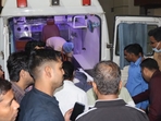 The injured being taken to hospital after fire at Mathura oil refinery. The injured being taken to hospital after fire at Mathura oil refinery.