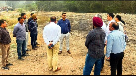 Amit Kumar during inspection of dump site in Chandigarh on Tuesday. (HT Photo)