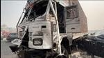 The truck involved in the accident in on Panipat elevated expressway. (HT Photo) The truck involved in the accident in on Panipat elevated expressway. (HT Photo)