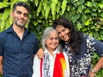 Sameera Reddy with husband Akshai Warde and mother-in-law Manjri Varde. Sameera Reddy with husband Akshai Warde and mother-in-law Manjri Varde.