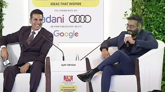 Actors Akshay Kumar and Ajay Devgn at the Hindustan Times Leadership Summit. 