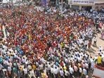 Solapur: Mahavikas Aghadi supporters during a public meeting ahead of the Maharashtra Assembly elections, in Solapur, Maharashtra, Monday, Nov. 18, 2024. (PTI Photo) (PTI11_18_2024_000155B)(PTI) Solapur: Mahavikas Aghadi supporters during a public meeting ahead of the Maharashtra Assembly elections, in Solapur, Maharashtra, Monday, Nov. 18, 2024. (PTI Photo) (PTI11_18_2024_000155B)(PTI)