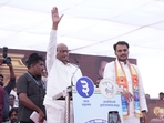 Addressing a rally for the NCP (SP) candidate and his grand-nephew Yugendra Pawar, Pawar senior reminisced about his political journey. (HT PHOTO) Addressing a rally for the NCP (SP) candidate and his grand-nephew Yugendra Pawar, Pawar senior reminisced about his political journey. (HT PHOTO)