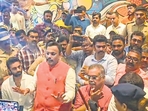 BJP leader Vinod Tawde tries to explain the case to the media after BVA workers gheraoed him for allegedly distributing cash to influence voters a day before Maharashtra Assembly polls at a hotel in Virar near Mumbai on Tuesday. (PTI) BJP leader Vinod Tawde tries to explain the case to the media after BVA workers gheraoed him for allegedly distributing cash to influence voters a day before Maharashtra Assembly polls at a hotel in Virar near Mumbai on Tuesday. (PTI)