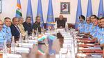 The top IAF meeting took place at a time when the IAF is aggressively modernising its capabilities with locally produced military hardware (X/@rajnathsingh) The top IAF meeting took place at a time when the IAF is aggressively modernising its capabilities with locally produced military hardware (X/@rajnathsingh)