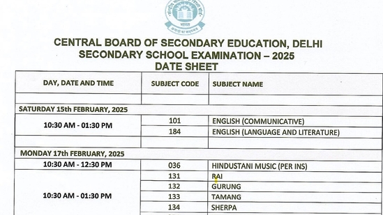 CBSE Date Sheet 2025 Live: Timetable for classes 10, 12 has been released at cbse.gov.in, updates here. CBSE Date Sheet 2025 Live: Timetable for classes 10, 12 has been released at cbse.gov.in, updates here.