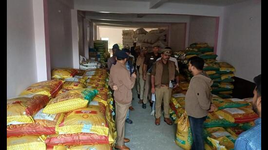 Huge stock of fertilisers seized from the basement of a building in Shravasti. (Sourced) Huge stock of fertilisers seized from the basement of a building in Shravasti. (Sourced)