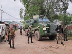 Security forces keep vigil outside an MLA’s house in Imphal on Friday. (special arrangement) Security forces keep vigil outside an MLA’s house in Imphal on Friday. (special arrangement)
