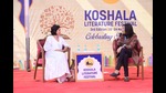 Ira Mukhoty in conversation with Eric Chopra discusses The Lion and The Lily: The Rise and Fall of Awadh at the festival on Friday. (HT Photo) Ira Mukhoty in conversation with Eric Chopra discusses The Lion and The Lily: The Rise and Fall of Awadh at the festival on Friday. (HT Photo)