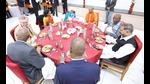 Chief minister Yogi Adityanath hosted a dinner for the participants of the 25th International Conference of Judges at his official 5-Kalidas Marg residence in Lucknow on Saturday (HT Photo) Chief minister Yogi Adityanath hosted a dinner for the participants of the 25th International Conference of Judges at his official 5-Kalidas Marg residence in Lucknow on Saturday (HT Photo)